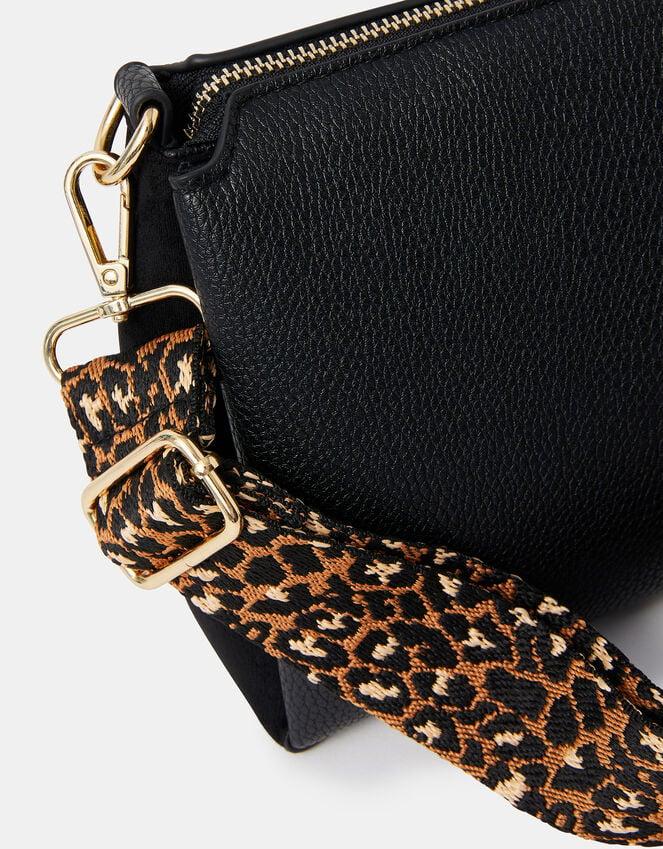 Accessorize Webbing Strap Suedette Crossbody Bag Black