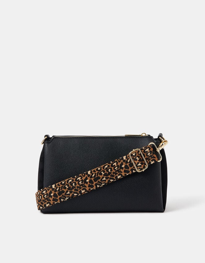 accessorize Webbing Strap Suedette Crossbody Bag Black