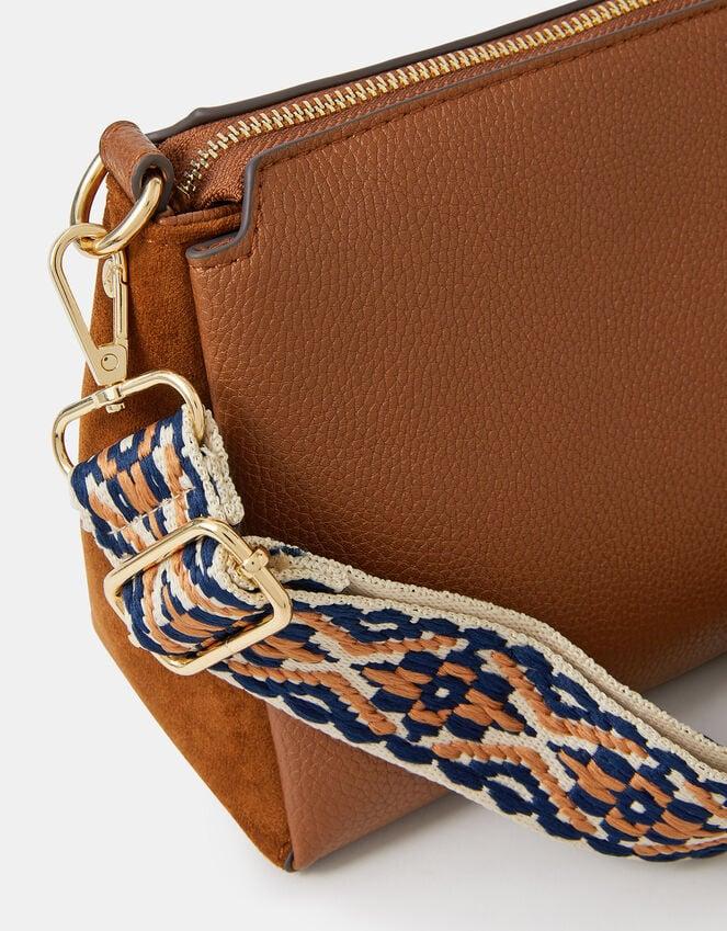 Accessorize Webbing Strap Suedette Crossbody Bag Tan