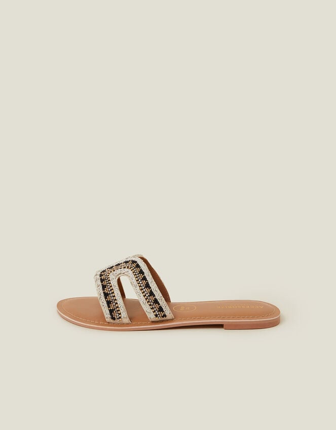 Accessorize Wide Fit Cut-Out Bead Slide Sandals Black