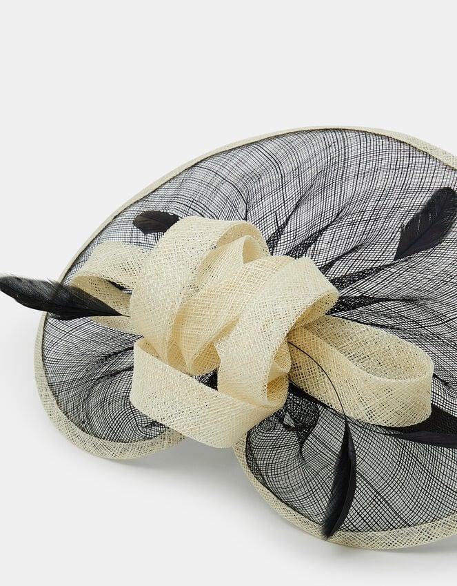Accessorize Woven Bow Feather Disc Fascinator Black