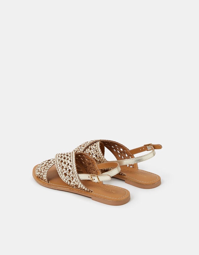 Accessorize Woven Metallic Cross-Strap Sandals Gold