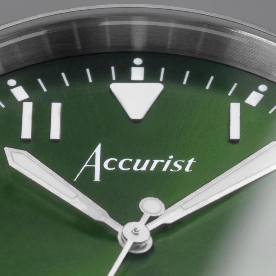 Accurist Accurist Aviation Men's Watch | Silver Case & Stainless Steel Bracelet With Forest Green Dial | 41mm