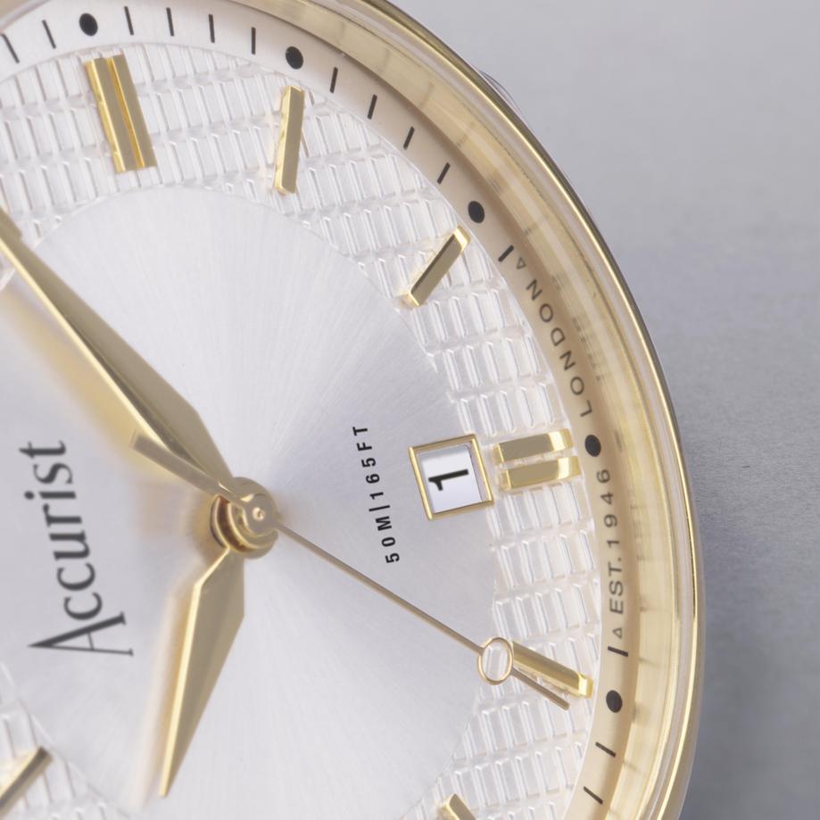 Accurist Accurist Classic Men's Watch | Gold Case & Stainless Steel Bracelet With Silver Dial | 37mm