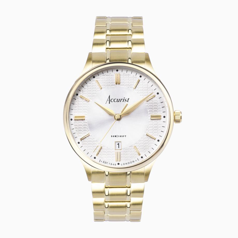 accurist Accurist Classic Men's Watch | Gold Case & Stainless Steel Bracelet with Silver Dial | 37mm