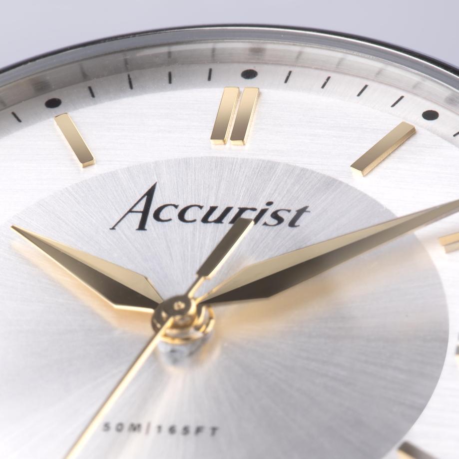 Accurist Accurist Classic Men's Watch | Silver Case & Black Leather Strap With Silver Dial | 37mm