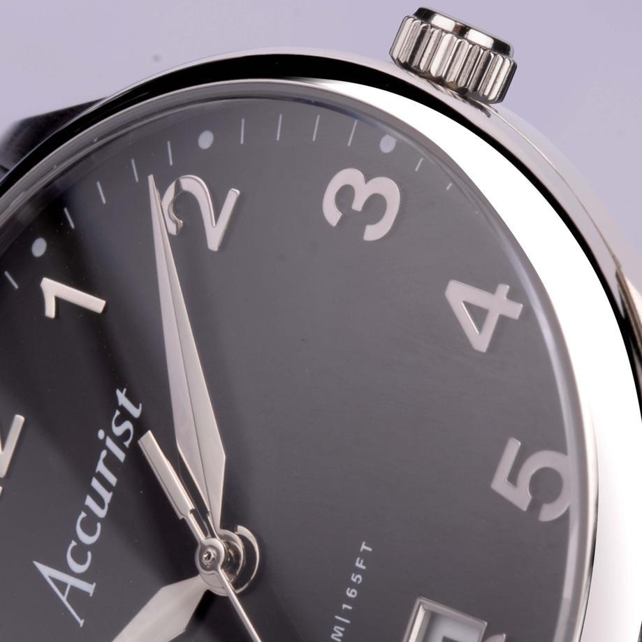 Accurist Accurist Classic Men’s Watch | Silver Case & Black Leather Strap With Black Dial | 37mm