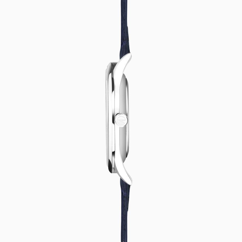 Accurist Accurist Classic Men's Watch | Silver Case & Blue Leather Strap With White Dial | 37mm