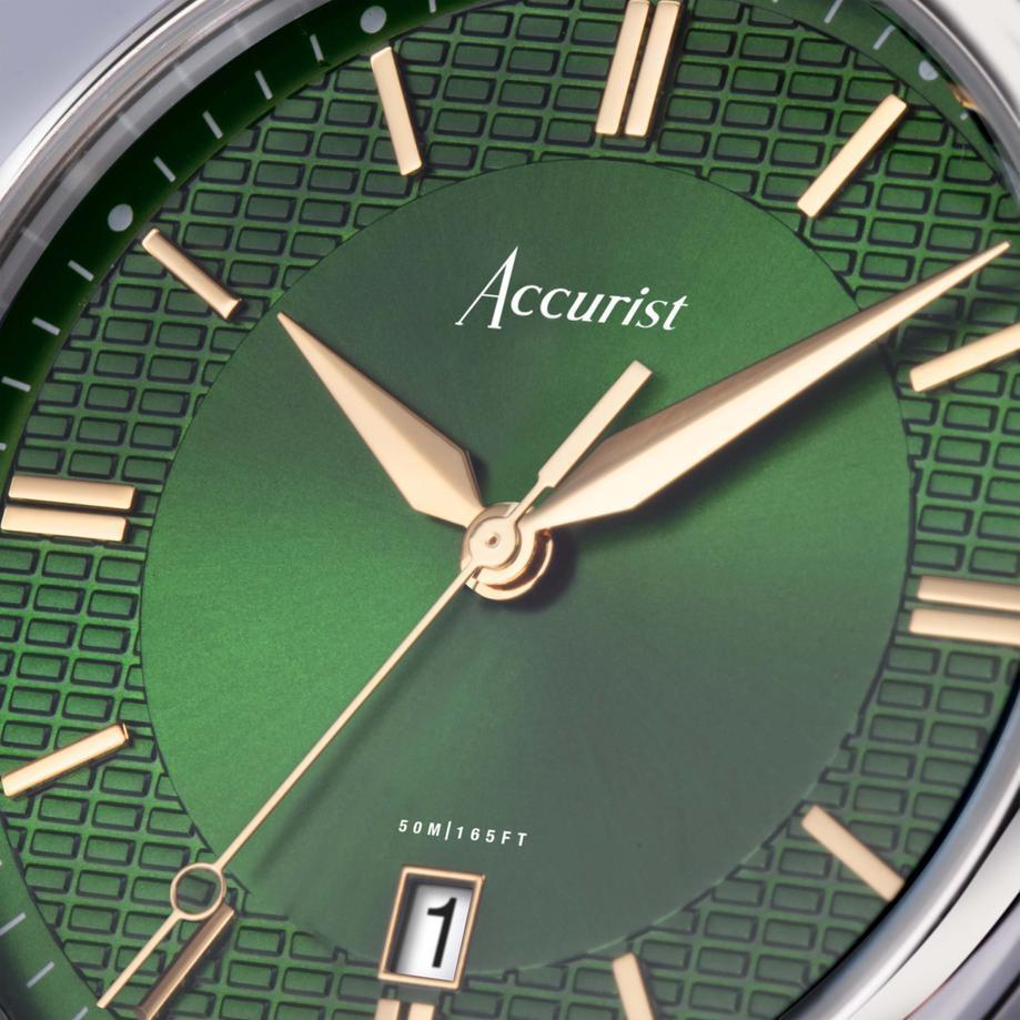 Accurist Accurist Classic Men’s Watch | Silver Case & Brown Leather Strap With Lawn Green Dial | 37mm