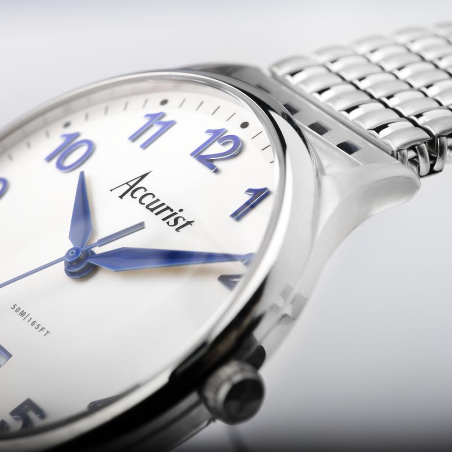 Accurist Accurist Classic Men’s Watch | Silver Case & Stainless Steel Expander Bracelet With Black Dial | 37mm