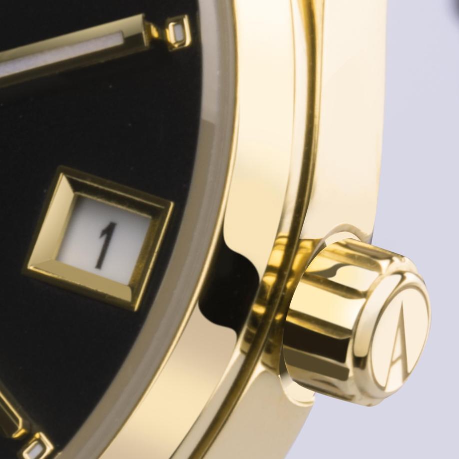 Accurist Accurist Everyday Ladies Watch | Gold Case & Black Leather Strap With Black Dial | 30mm