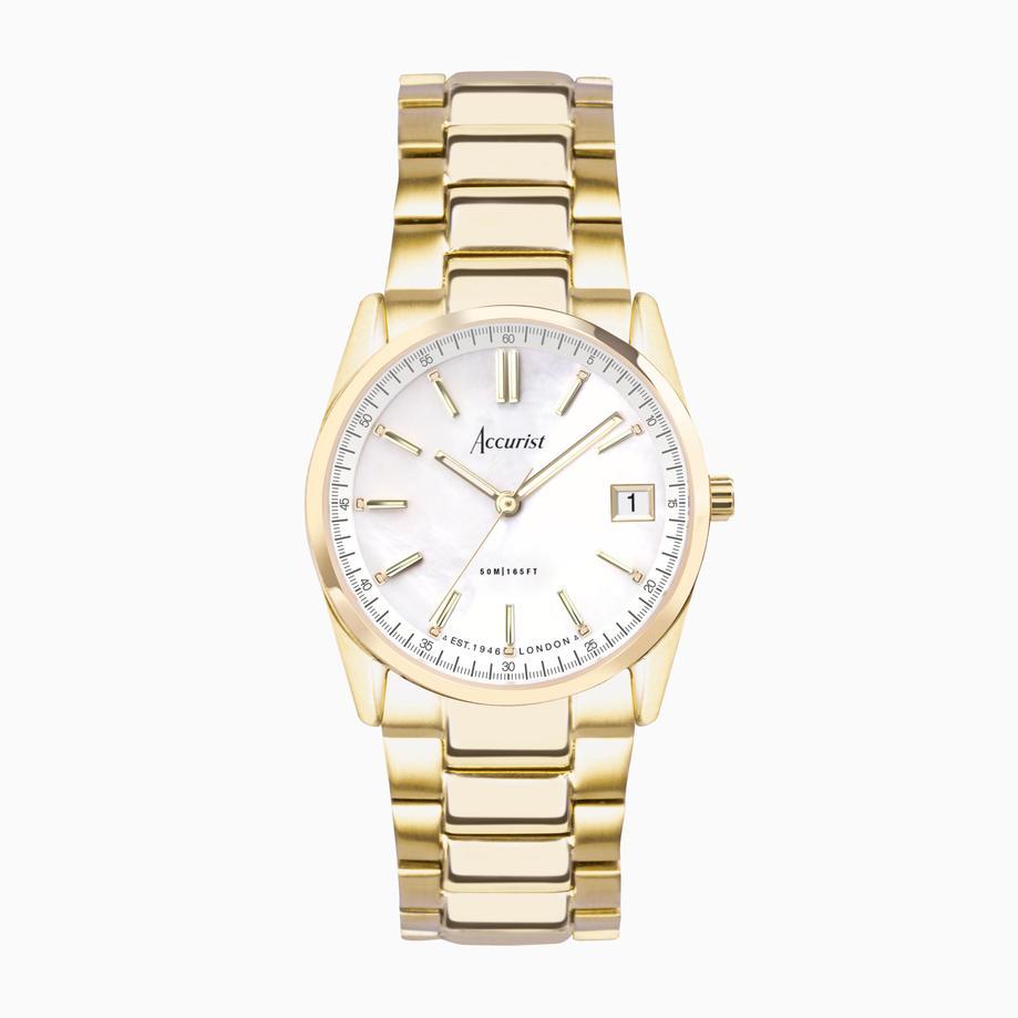 accurist Accurist Everyday Ladies Watch | Gold Case & Stainless Steel Bracelet with White Dial | 30mm