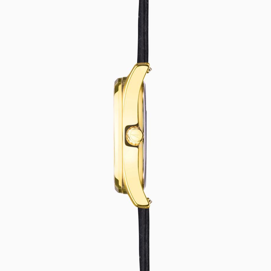 Accurist Accurist Everyday Men's Watch | Gold Case & Black Leather Strap With Black Dial | 40mm