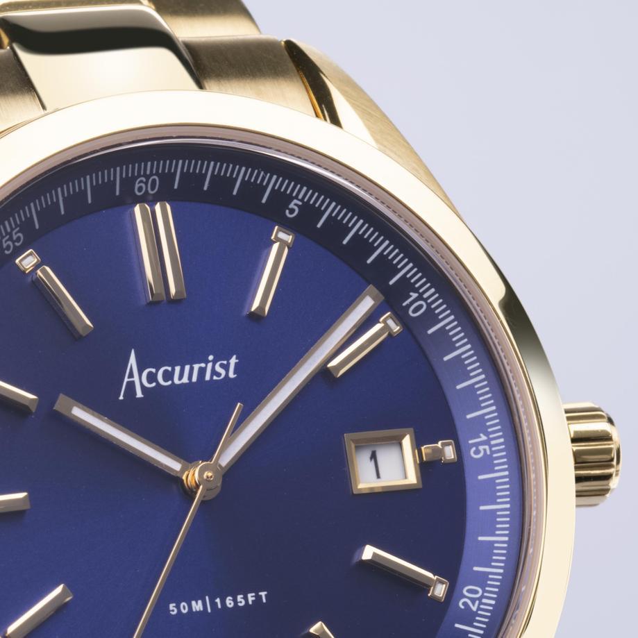 Accurist Accurist Everyday Men's Watch | Gold Case & Stainless Steel Bracelet With Oxford Blue Dial | 40mm