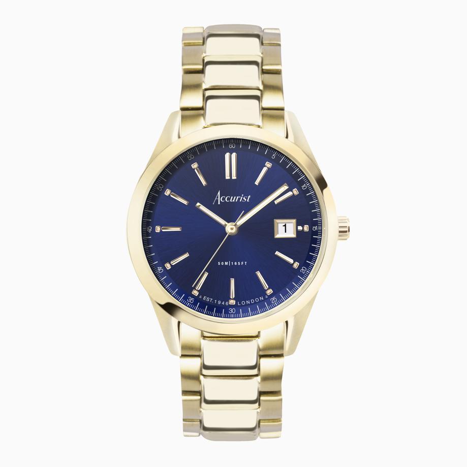 accurist Accurist Everyday Men's Watch | Gold Case & Stainless Steel Bracelet with Oxford Blue Dial | 40mm
