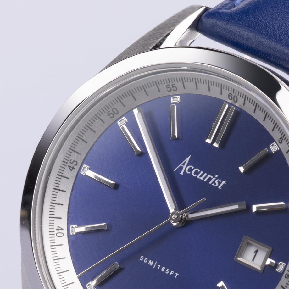 Accurist Accurist Everyday Men's Watch | Silver Case & Blue Leather Strap With Oxford Blue Dial | 40mm