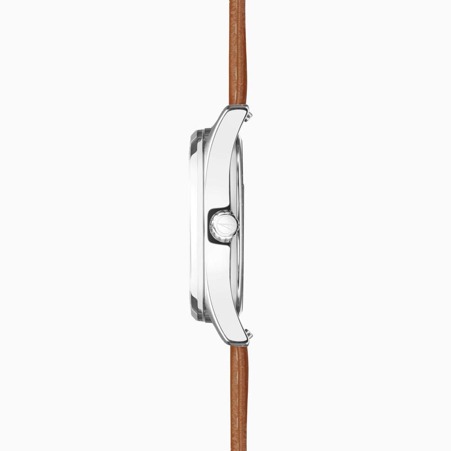 Accurist Accurist Everyday Men's Watch | Silver Case & Brown Leather Strap With White Dial | 40mm