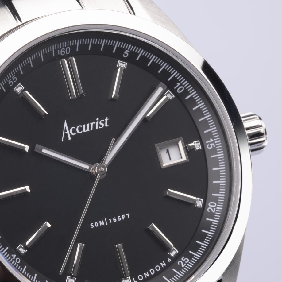 Accurist Accurist Everyday Men's Watch | Silver Case & Stainless Steel Bracelet With Black Dial | 40mm