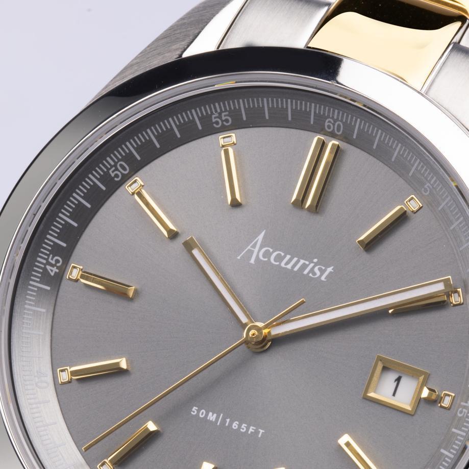 Accurist Accurist Everyday Men's Watch | Silver Case & Two Tone Stainless Steel Bracelet With Grey Dial | 40mm