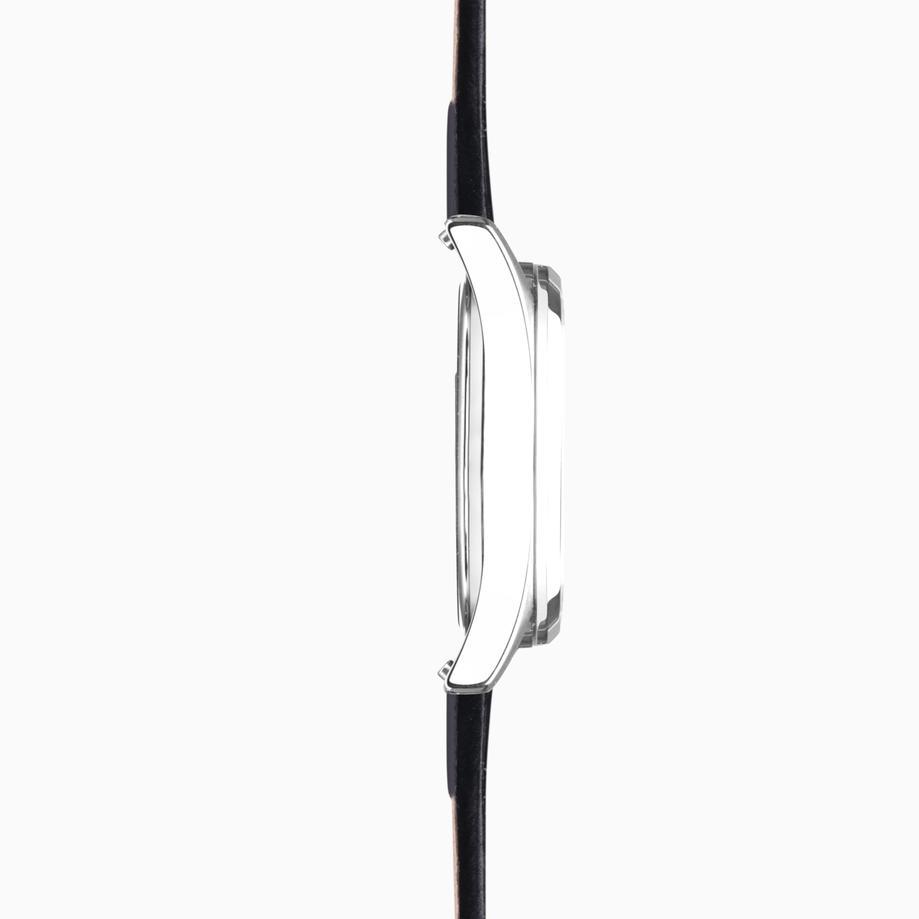 Accurist Accurist Everyday Unisex Watch | Silver Case & Black Leather Strap With Silver Dial | 36mm
