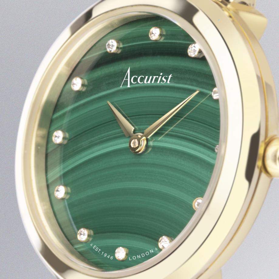 Accurist Accurist Jewellery Ladies Watch | Gold Case & Stainless Steel Bracelet With Green Malachite Dial | 28mm