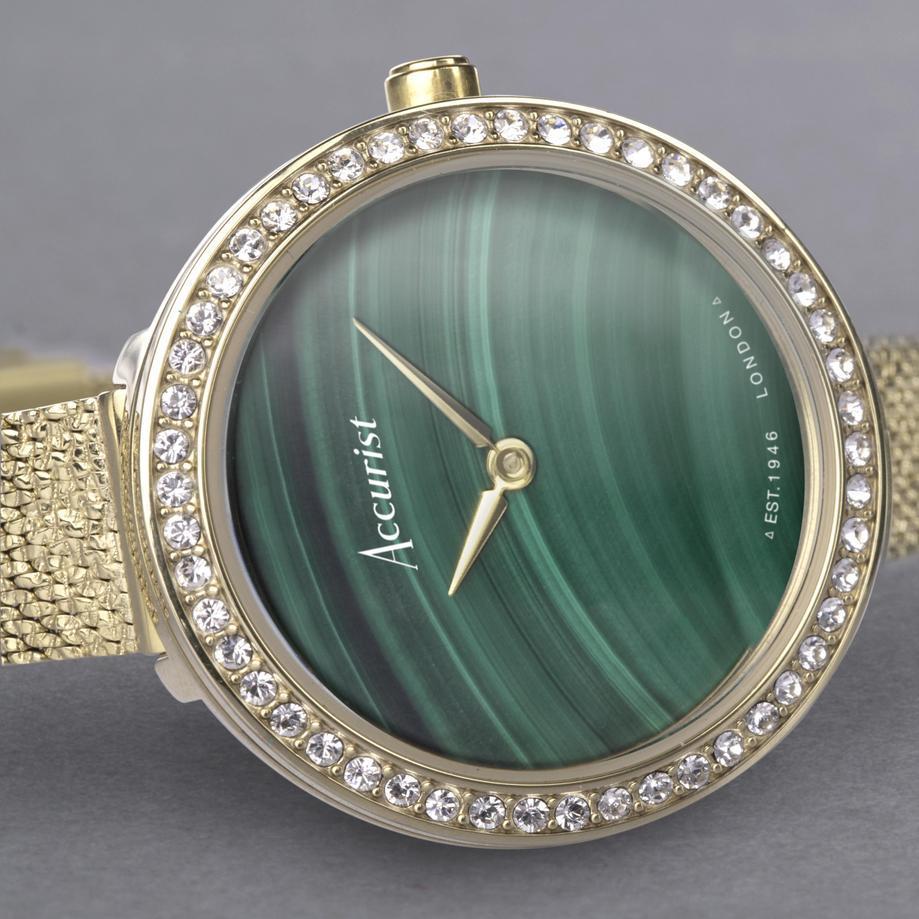 Accurist Accurist Jewellery Ladies Watch | Gold Case & Stainless Steel Bracelet With Green Malachite Dial | 28mm