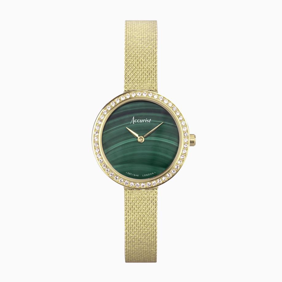 accurist Accurist Jewellery Ladies Watch | Gold Case & Stainless Steel Bracelet with Green Malachite Dial | 28mm