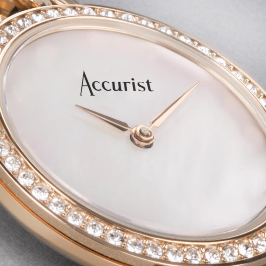 Accurist Accurist Jewellery Ladies Watch | Rose Gold Case & Stainless Steel Bracelet With White Dial | 28mm