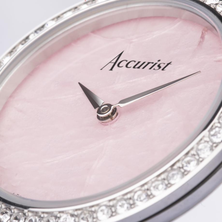 Accurist Accurist Jewellery Ladies Watch | Silver Case & Stainless Steel Bracelet With Rose Quartz Dial | 28mm