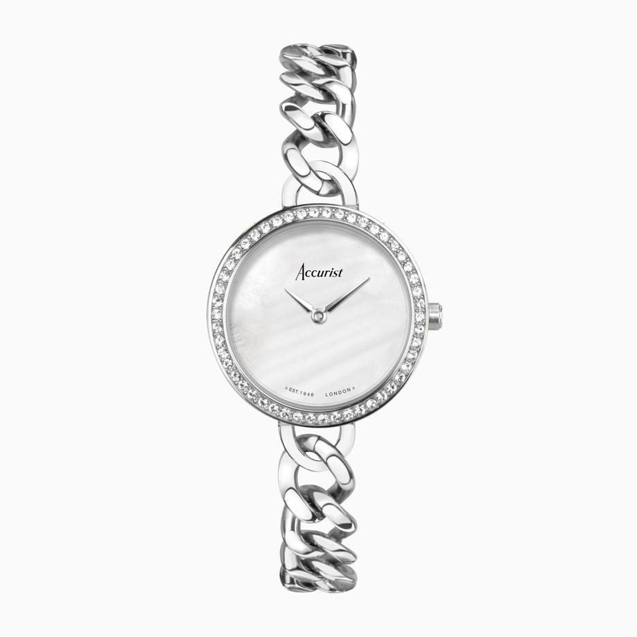 accurist Accurist Jewellery Ladies Watch | Silver Case & Stainless Steel Bracelet with White Dial | 28mm