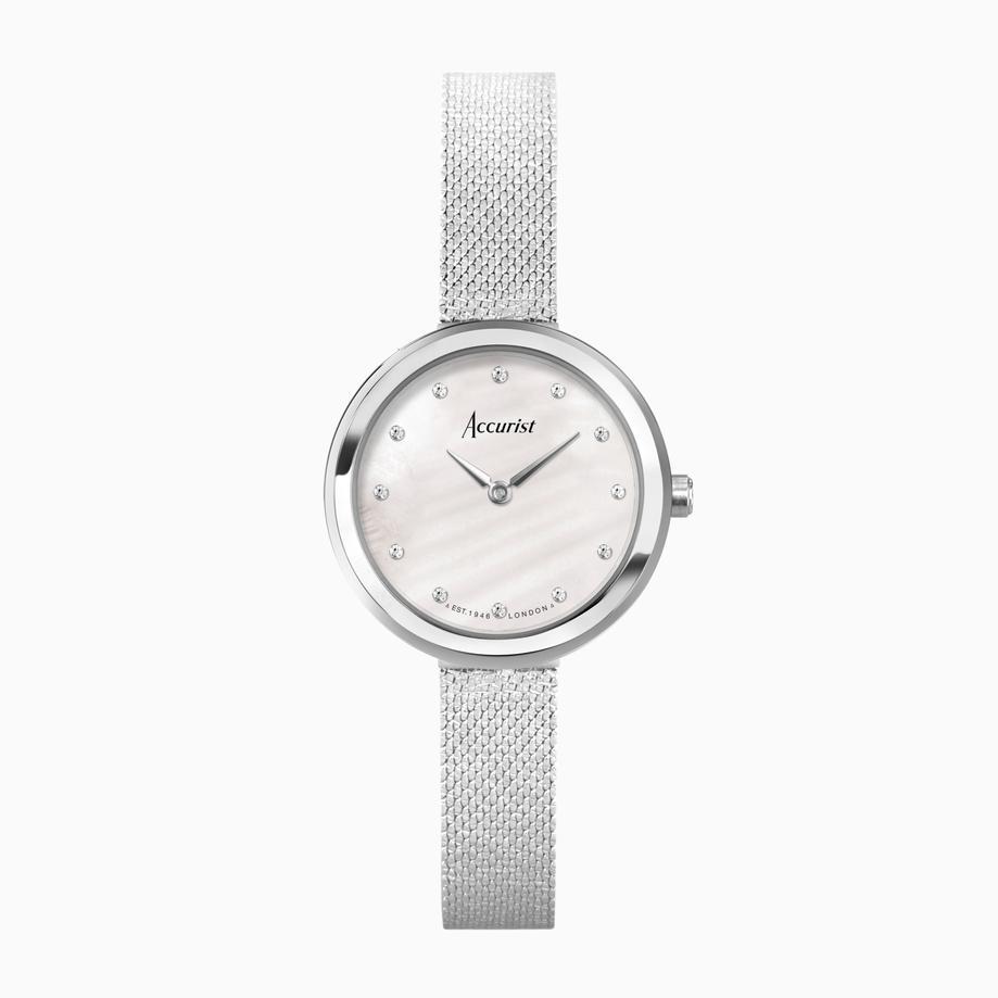 accurist Accurist Jewellery Ladies Watch | Silver Case & Stainless Steel Bracelet with White Dial | 28mm