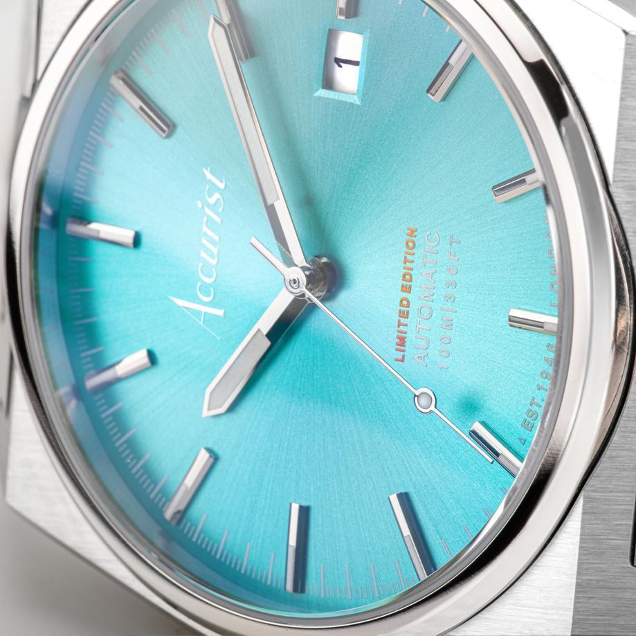 Accurist Accurist Limited Edition Origin Automatic Men’s Watch | Silver Case & Stainless Steel Bracelet With Light Teal Dial | 41mm