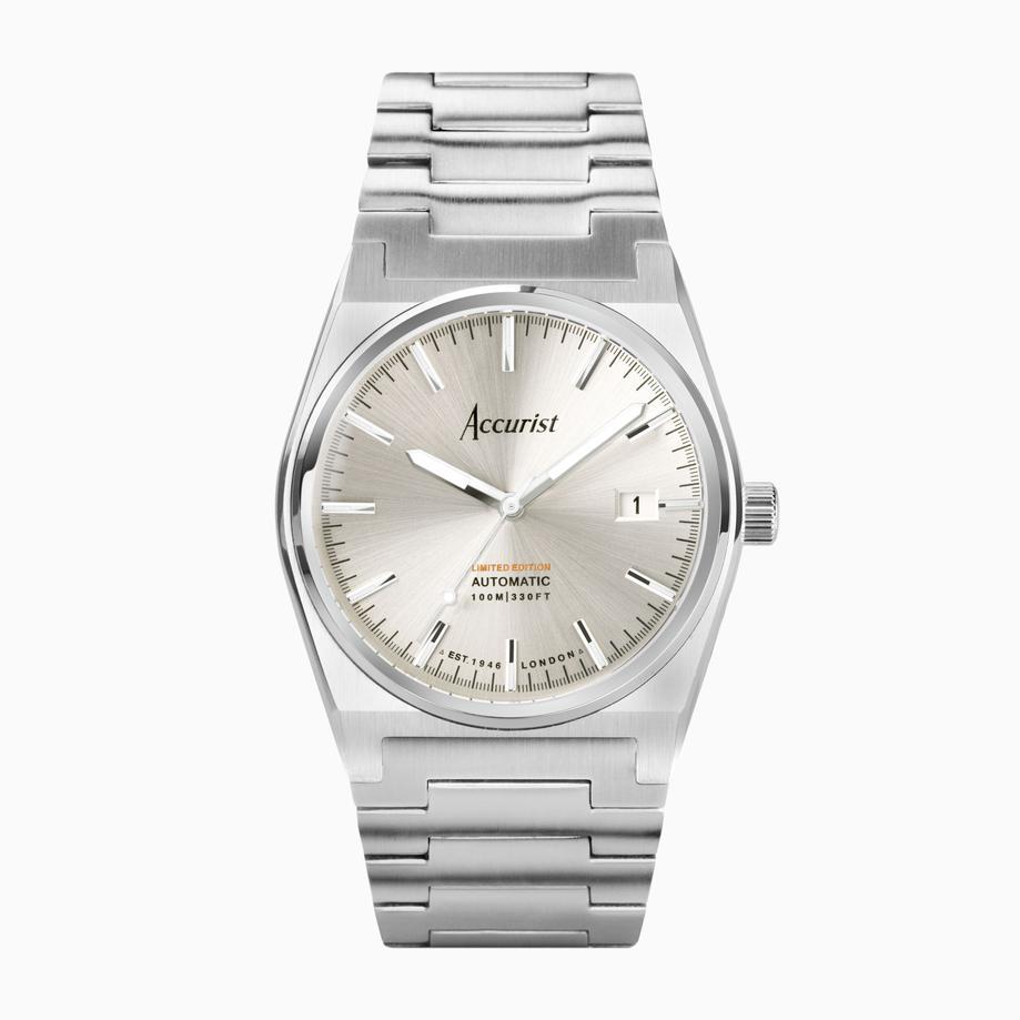 accurist Accurist Limited Edition Origin Automatic Men’s Watch | Silver Case & Stainless Steel Bracelet with Mushroom Dial | 41mm
