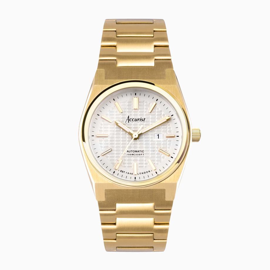 accurist Accurist Origin Automatic Ladies Watch | Gold Stainless Steel Case & Bracelet with White Dial | 34mm