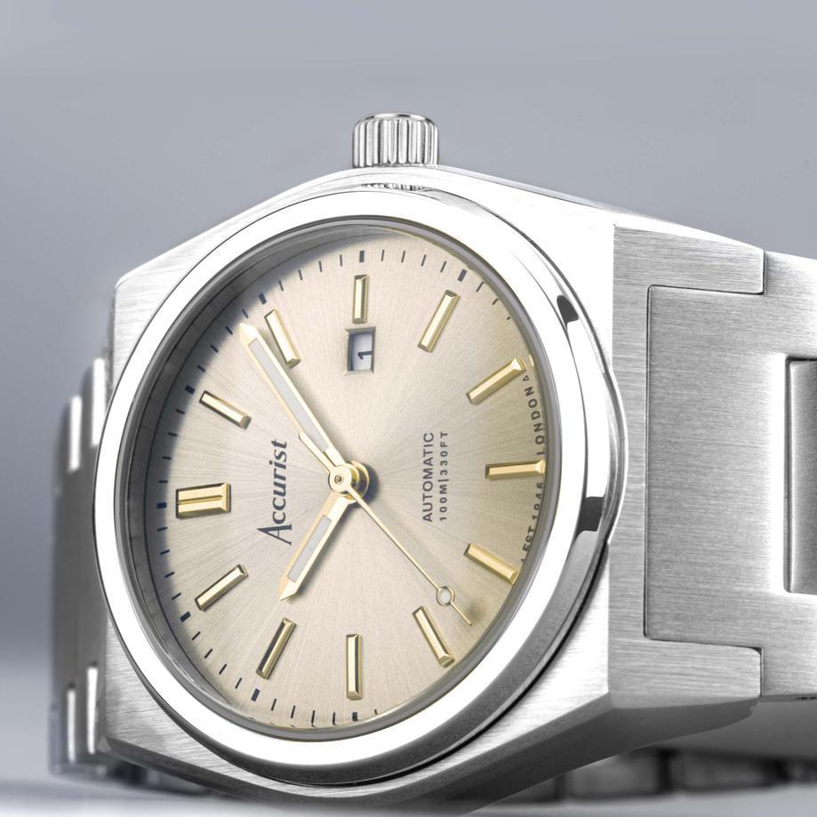 Accurist Accurist Origin Automatic Ladies Watch | Silver Stainless Steel Case & Bracelet With Champagne Dial | 34mm