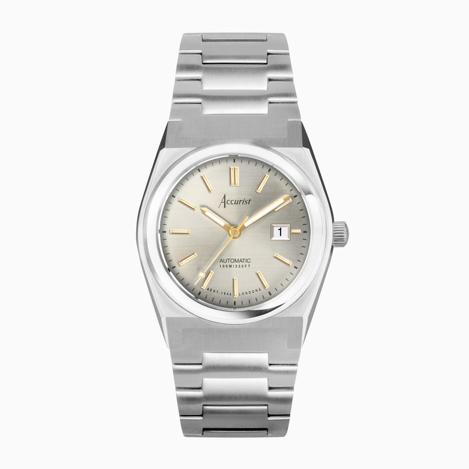accurist Accurist Origin Automatic Ladies Watch | Silver Stainless Steel Case & Bracelet with Champagne Dial | 34mm