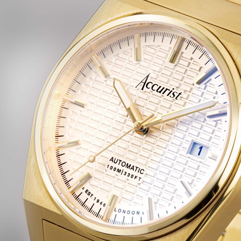 Accurist Accurist Origin Automatic Men’s Watch | Gold Stainless Steel Case & Bracelet With White Dial | 41mm