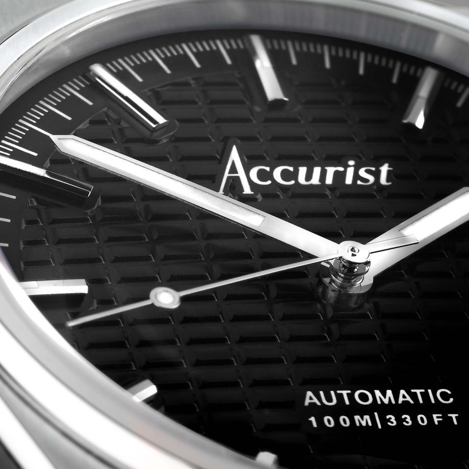 Accurist Accurist Origin Automatic Men’s Watch | Silver Stainless Steel Case & Bracelet With Black Dial | 41mm