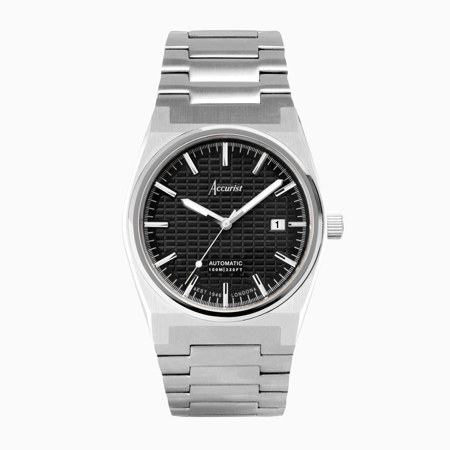 accurist Accurist Origin Automatic Men’s Watch | Silver Stainless Steel Case & Bracelet with Black Dial | 41mm