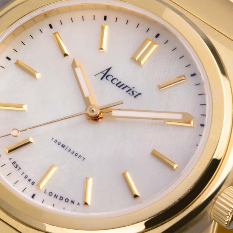 Accurist Accurist Origin Ladies Watch | Gold Case & Stainless Steel Bracelet With White Dial | 34mm