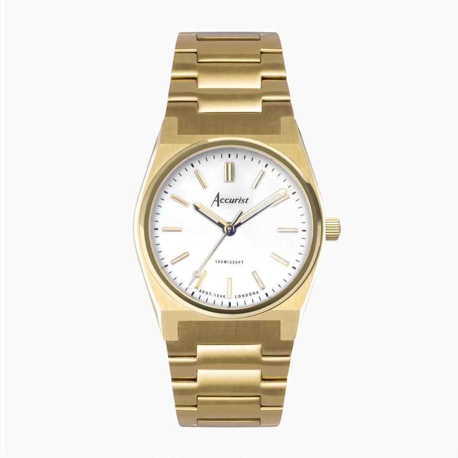 accurist Accurist Origin Ladies Watch | Gold Case & Stainless Steel Bracelet with White Dial | 34mm