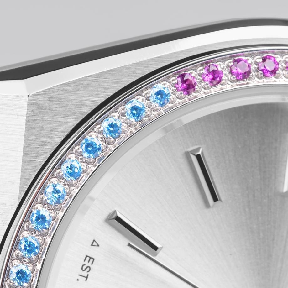 Accurist Accurist Origin Ladies Watch | Rainbow Stone Set Case & Stainless Steel Bracelet With Silver Dial | 34mm