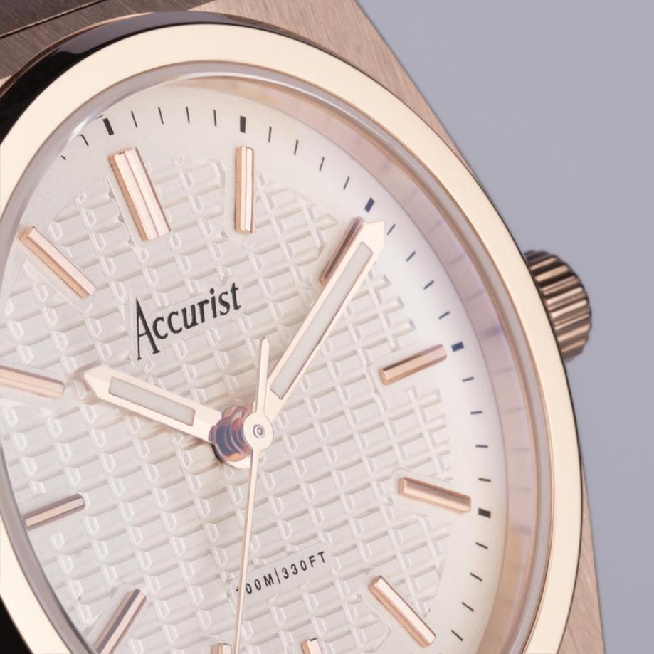 Accurist Accurist Origin Ladies Watch | Rose Gold Case & Stainless Steel Bracelet With White Dial | 34mm