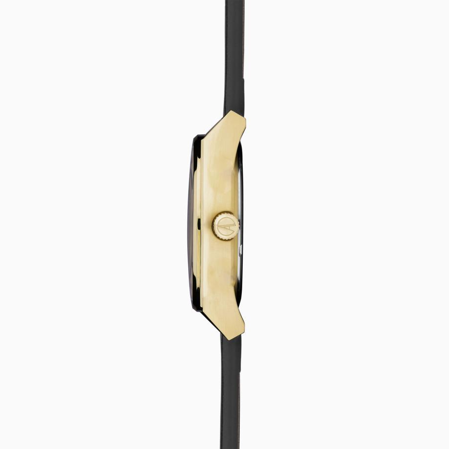 Accurist Accurist Origin Ladies Watch | Silver Case & Black Leather Strap With Black Dial | 34mm
