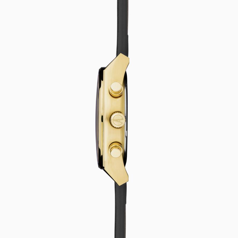 Accurist Accurist Origin Men's Chronograph Watch | Gold Case & Black Leather Strap With Silver Dial | 41mm