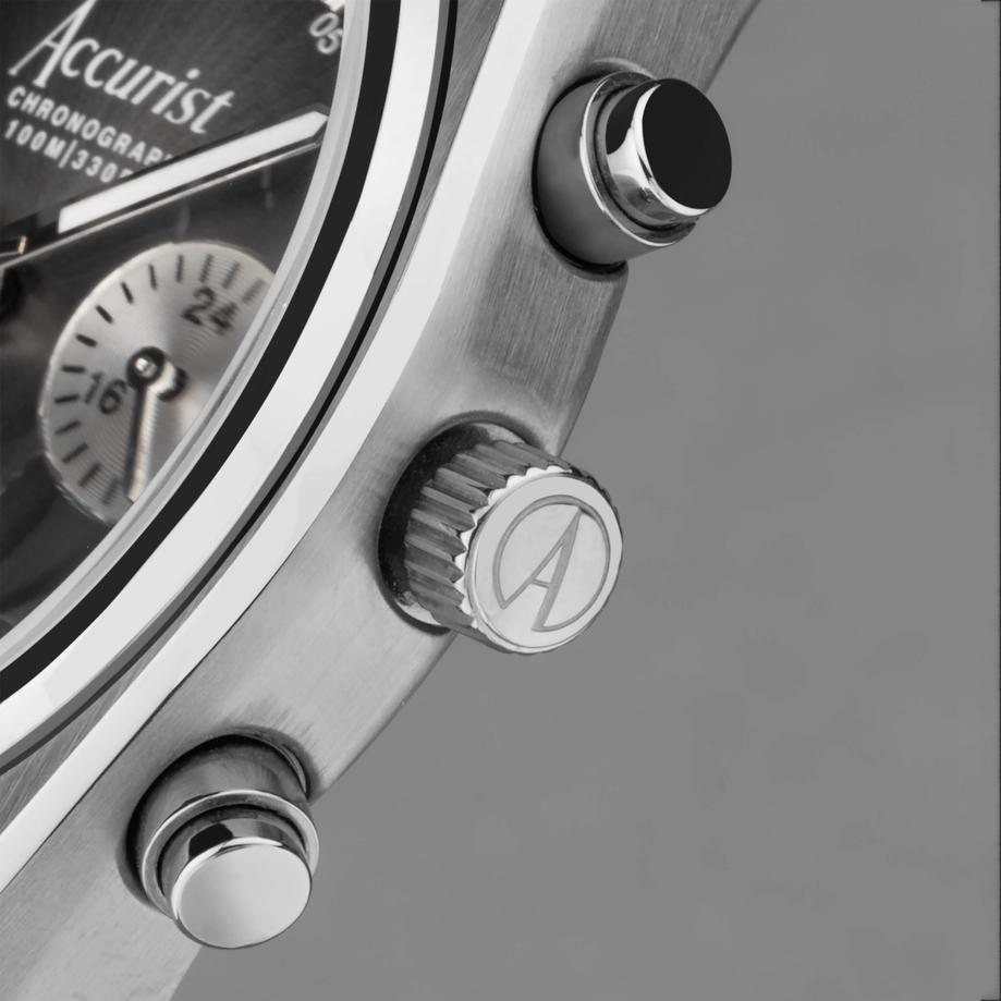 Accurist Accurist Origin Men’s Chronograph Watch | Gunmetal Case & Stainless Steel Bracelet With Black Dial | 41mm