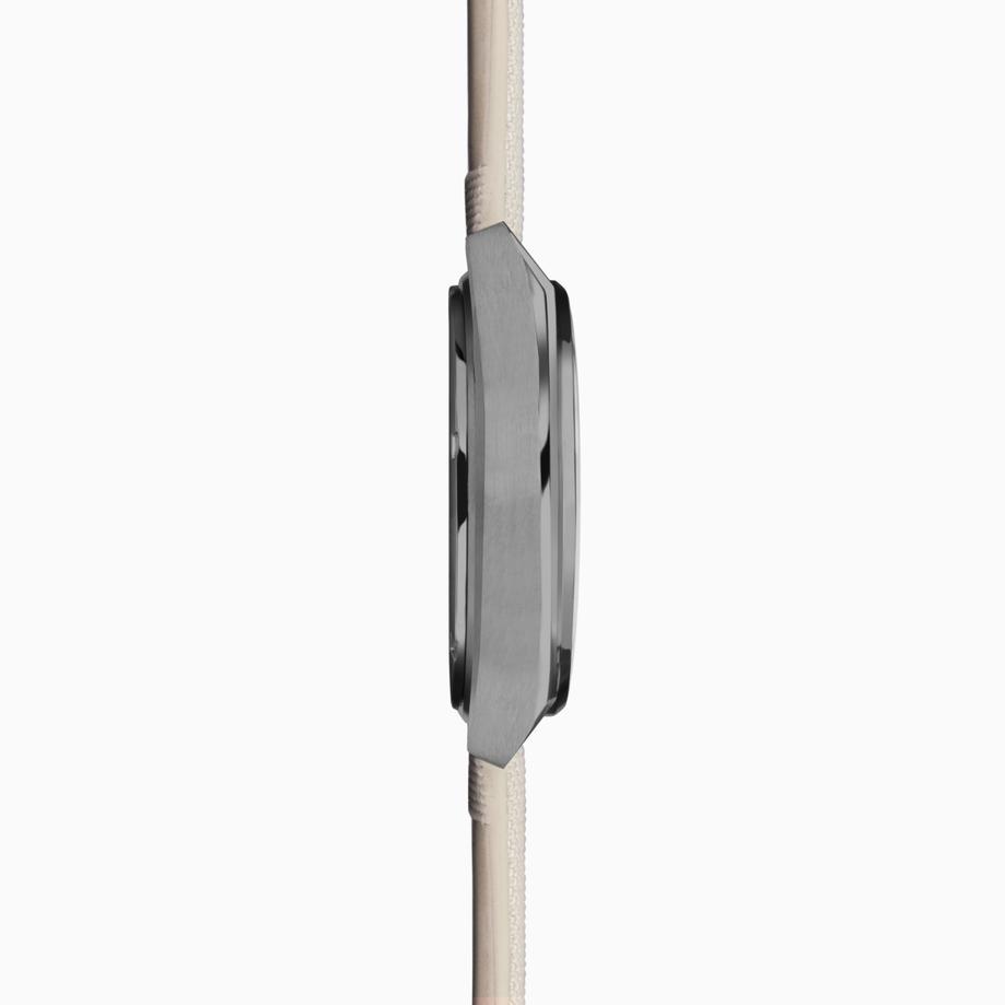 Accurist Accurist Origin Men's Chronograph Watch | Gunmetal Case & Cream Canvas Strap With Black Dial | 41mm