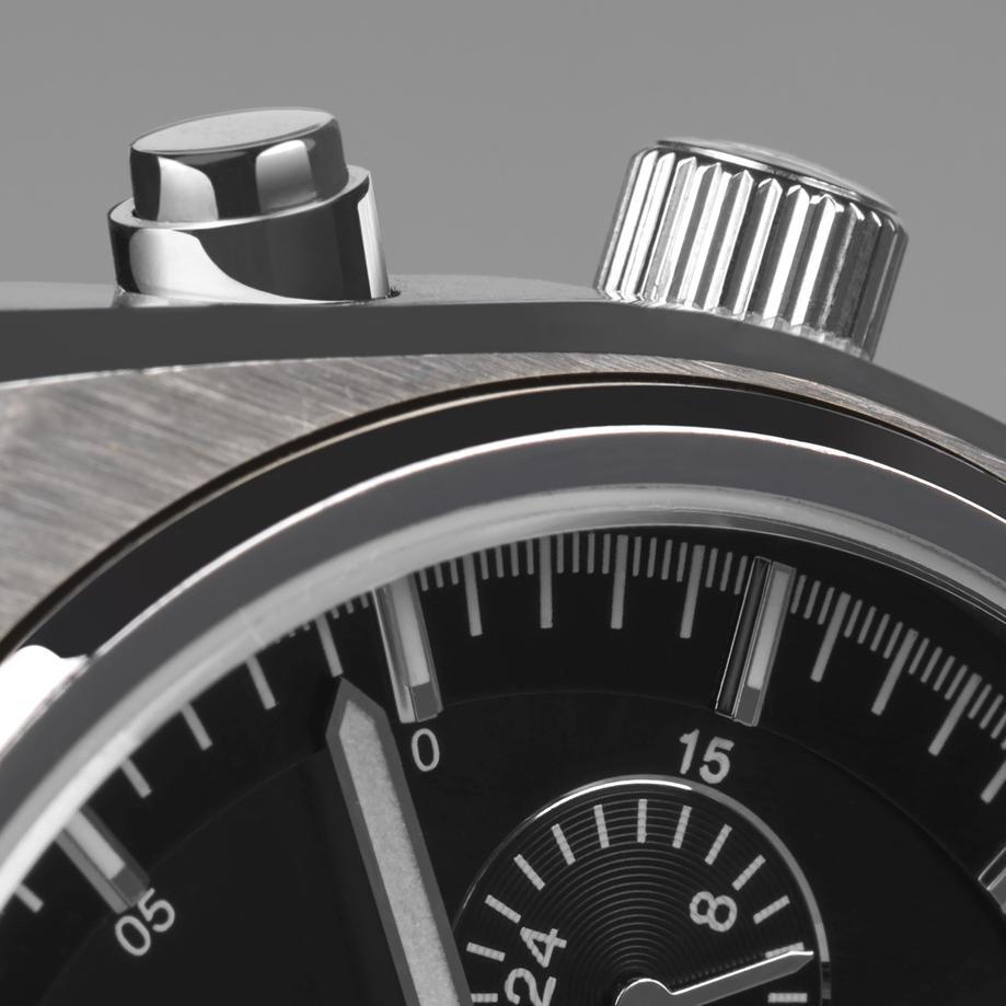 Accurist Accurist Origin Men's Chronograph Watch | Silver Case & Black Leather Strap With Black Dial | 41mm