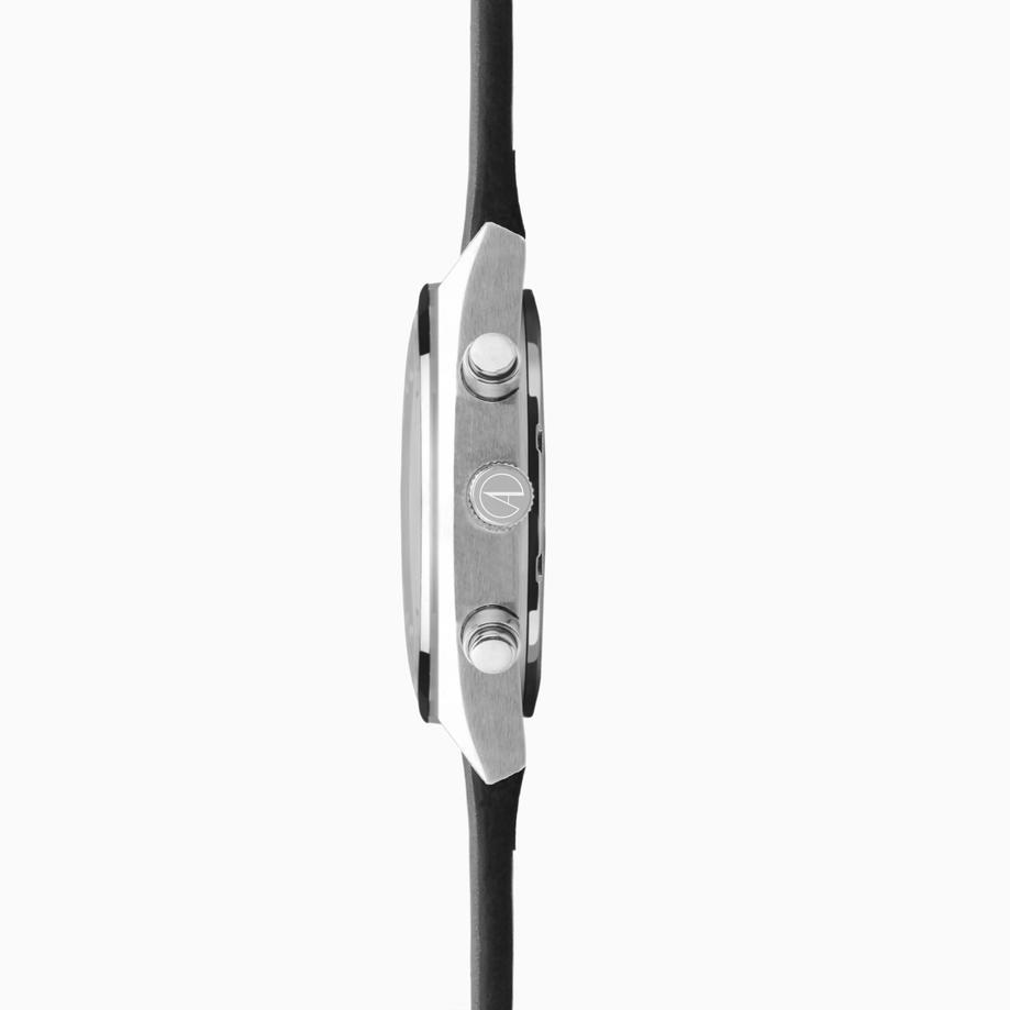 Accurist Accurist Origin Men's Chronograph Watch | Silver Case & Black Leather Strap With Black Dial | 41mm