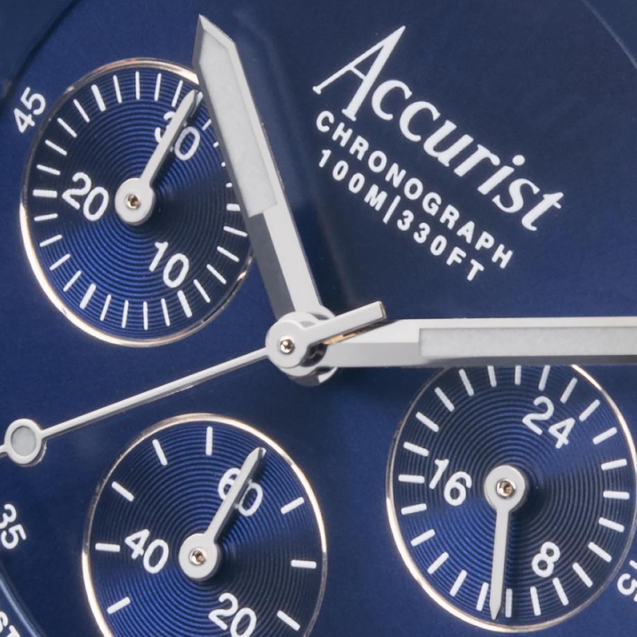 Accurist Accurist Origin Men's Chronograph Watch | Silver Case & Stainless Steel Bracelet With Royal Blue Dial | 41mm